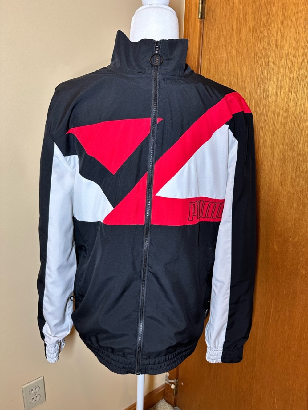Puma Colorblock Full Zip Windbreaker Sz M‎ Vintage Inspired